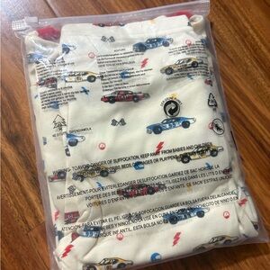 Toddler Car Print Pajama Set - Cream with Blue & Red Cars